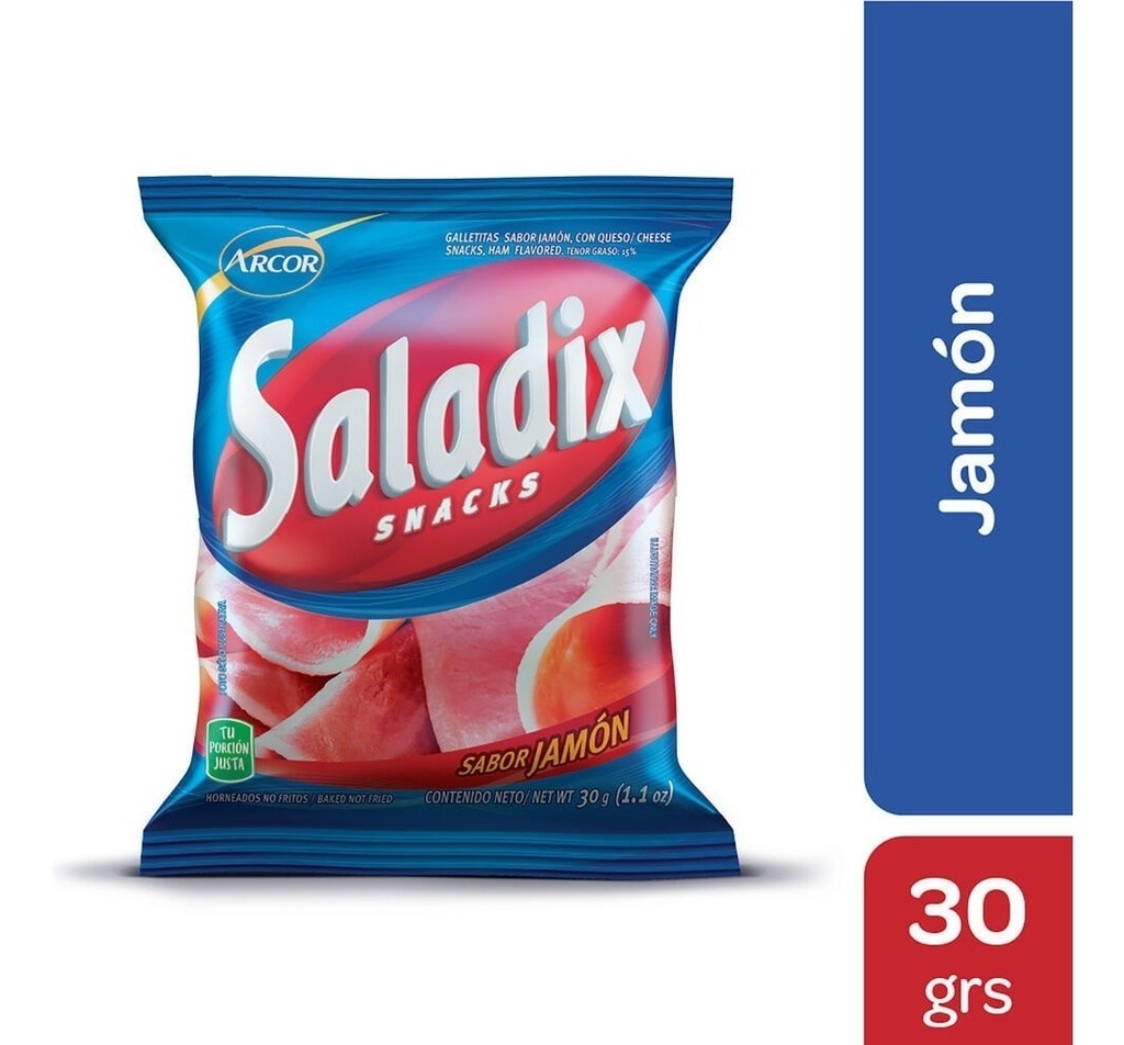 Saladix Snack Jamon Paquete 30g X 6 Unidades 