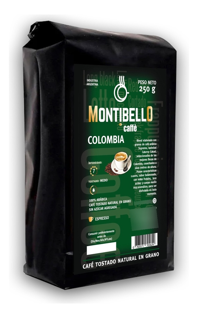Café Tostado En Grano O Molido Montibello Colombia 250gr