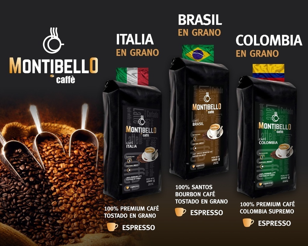Café En Grano Montibello Italia,moka,brasil,colombia X 250g