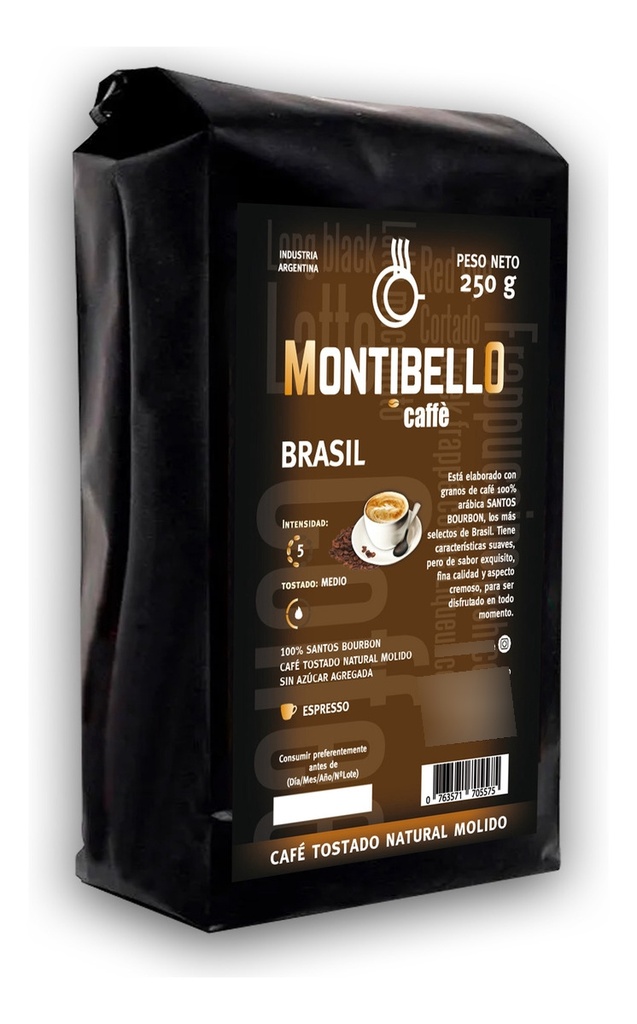 Café Tostado En Grano O Molido Montibello Brasil 250gr
