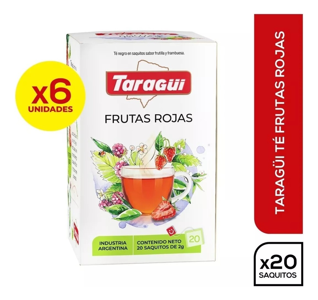 Te Taragui Frutas Rojas X 20 Saquitos Pack 6 Cajas