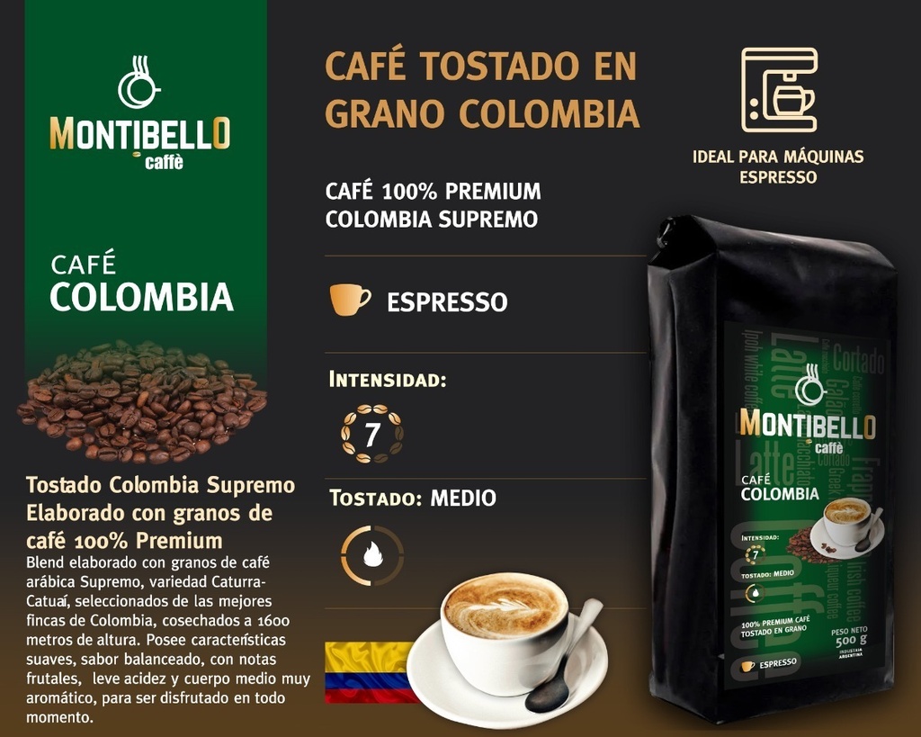 Cafetera Italiana Hudson 6p + Cafe Montibello Colombia 500g