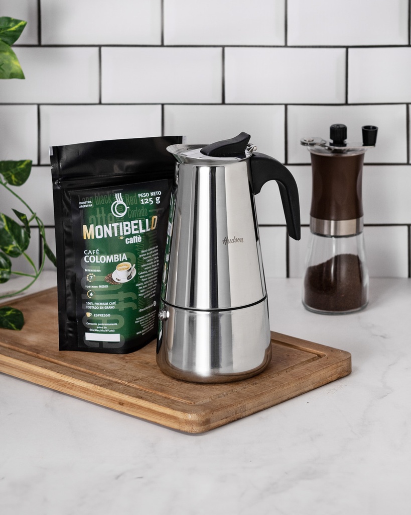 Cafetera Hudson Estilo Italiana 9p + Cafe Montibello 125gr