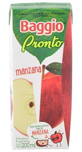 Jugo Baggio Manzana 200ml Pack X 18 Unidades
