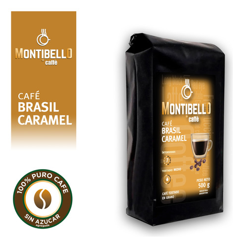 Cafe En Grano Tostado S/azuc. Montibello Brasil Caramel 500g