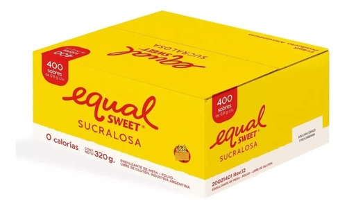 Edulcorante Equalsweet Sucralosa X 400 Sobres Sin Tacc