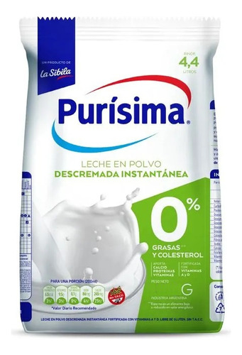 Purísima Leche En Polvo Descremada 800g Caja X 12 Unidades