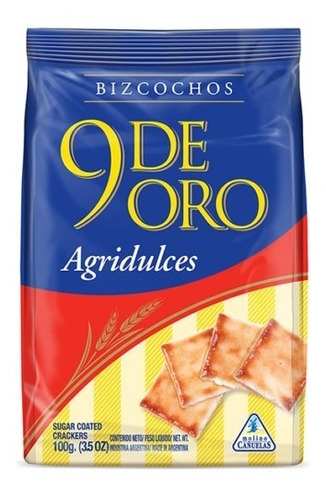 [GALSAL0001P32] Bizcochos 9 De Oro Agridulces Caja X 32 Unidades 100g C/u