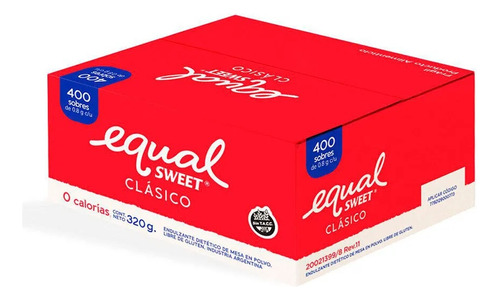 [AZUEDU0003P05] Pack 5 Cajas Equalsweet Clásico De 320g  X 400 Sobres C/u