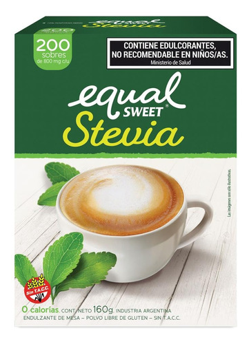 [AZUEDU0004P05]  Equalsweet Stevia X 200 Sobres C/u 5 Cajas 