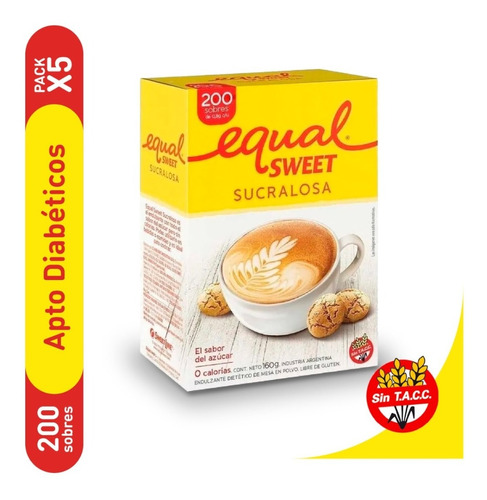 [AZUEDU0005P05]  Equalsweet Sucralosa X 200 Sobres C/u 5 Cajas 