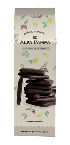 [GALDUL0057U] Galletita De Limón Bañadas Chocolate Negro Alfa Pampa 20u