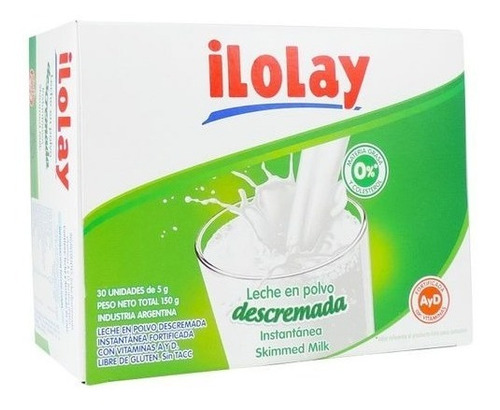 [LACLEC0005P08] Leche En Sobres En Polvo Descremada Ilolay 240 Sobres 5 Grs
