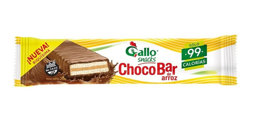 [GOLOBL0004P24] Gallo Snacks Oblea De Arroz Chocobar 20g  Pack X 24 Unidades