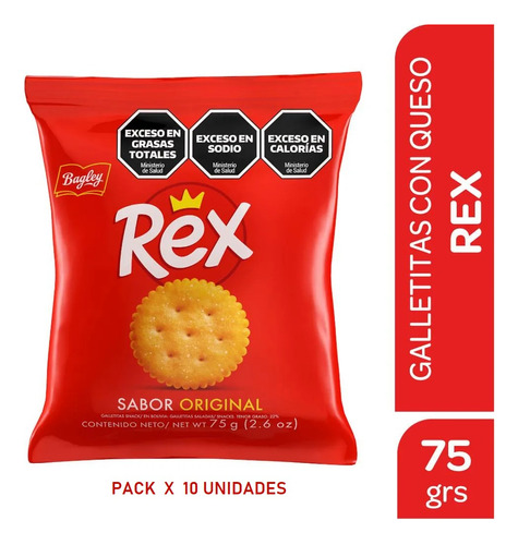 [GALSAL0019P10] Galletitas Rex Sabor Original 75g X 10 Unidades
