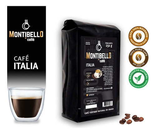Café Tostado En Grano O Molido Montibello Italia 250gr