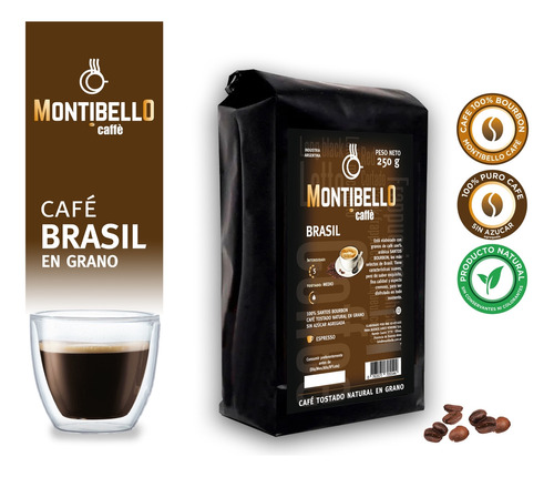 Café Tostado En Grano O Molido Montibello Brasil 250gr