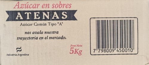 [AZUAZU0006U] Azucar Blanca En Sobres Caja (800 X 6,25 G.) 5 Kg Tipo A