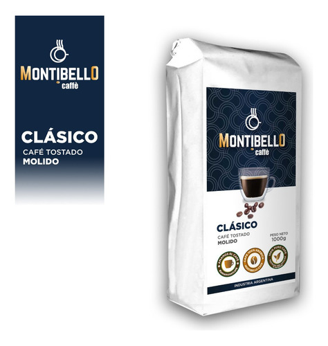 [CAFMOL0019U] Cafe Molido Tostado Sin Azucar Montibello Clasico 1kg