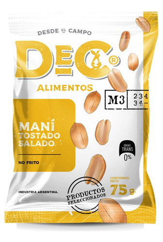 [ALISNA0025P05] Mani Tostado Pelado Y Salado Dec 75gr X 5 Unidades Sin Tacc