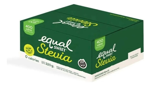 [AZUEDU0024U] Edulcorante Equalsweet Stevia X 400 Sobres Sin Tacc